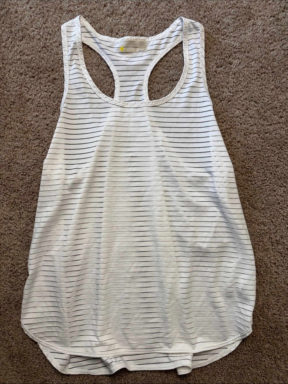 Zella White Tank with Thin Navy Stripes
